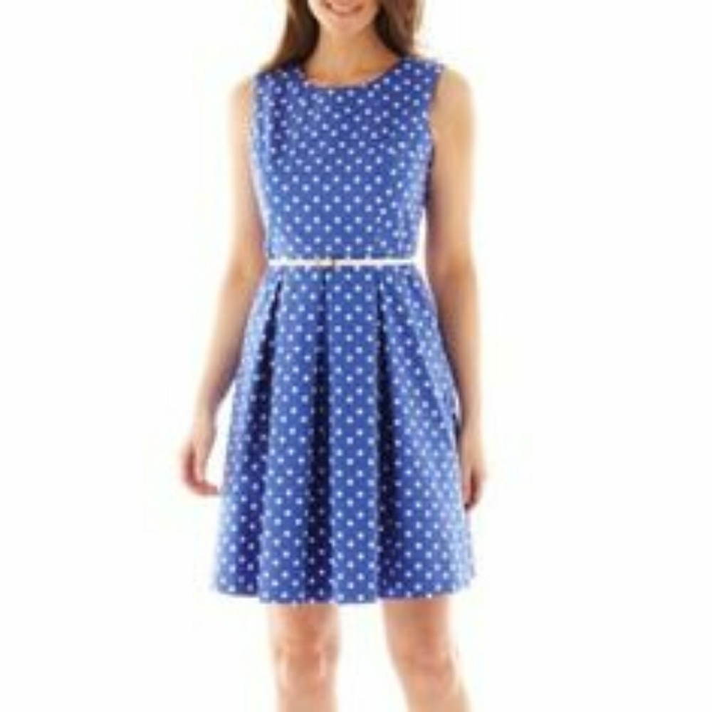 Royal Blue midi polka dot dress